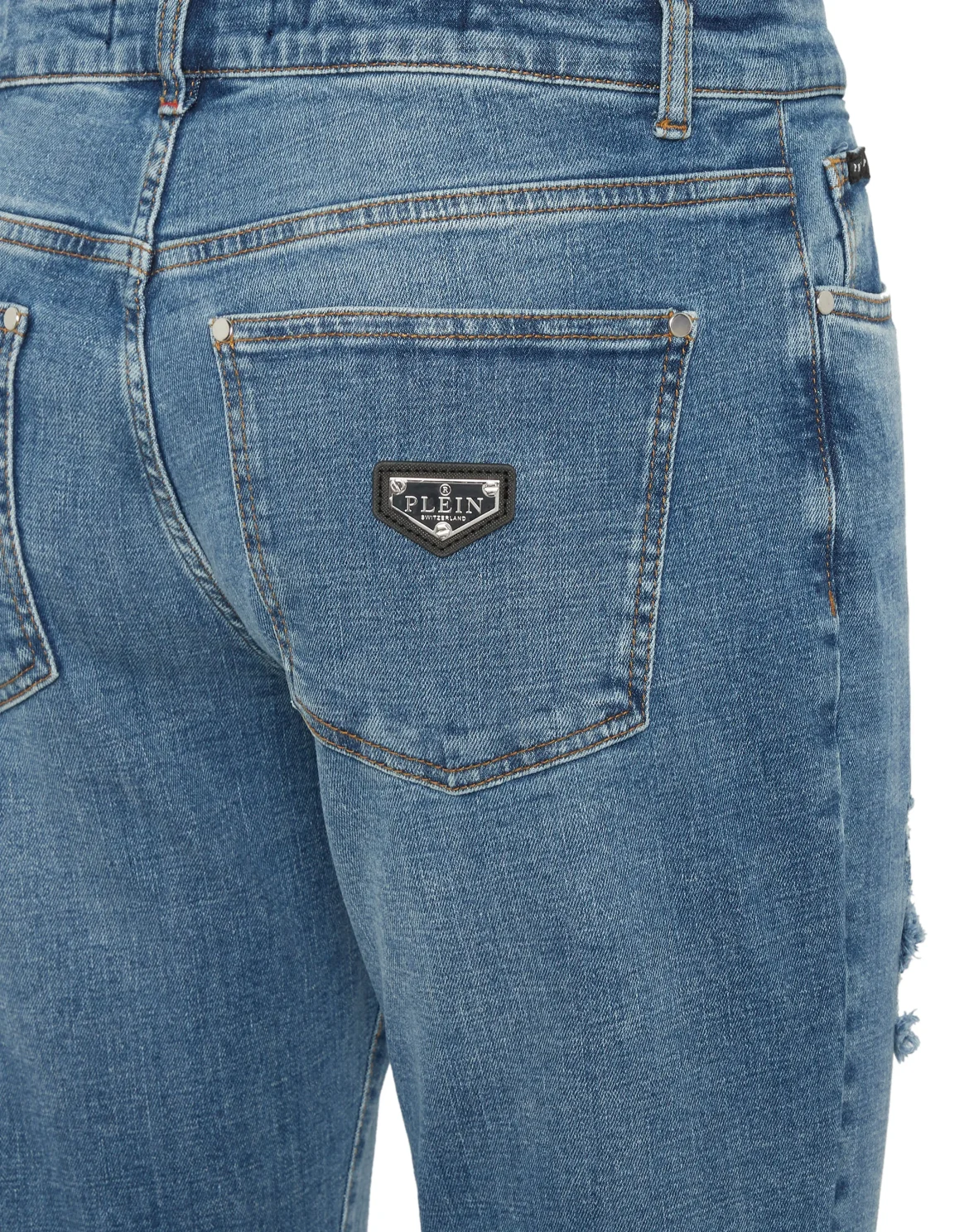 Destroyed Slim Fit Jeans, цвет: Синий