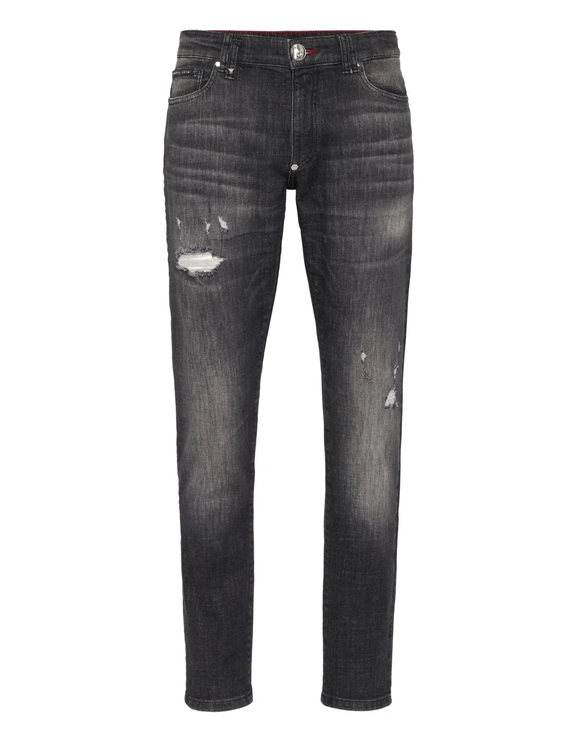 Destroyed Slim Fit Jeans, цвет: Серый