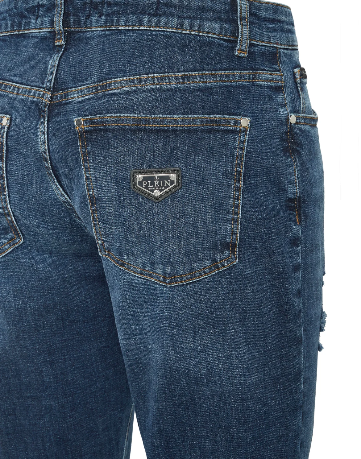 Destroyed Slim Fit Jeans, цвет: Синий