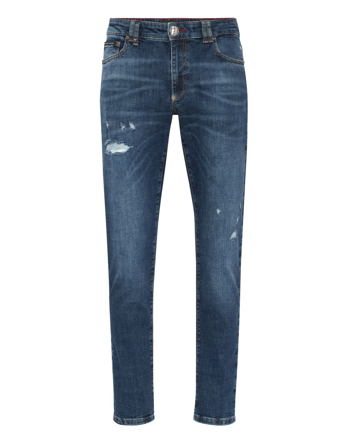 Destroyed Slim Fit Jeans, цвет: Синий