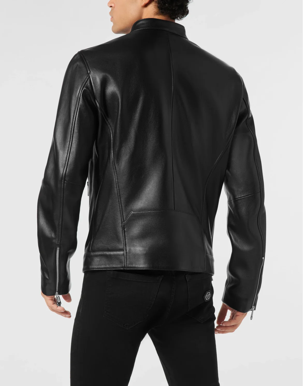 Leather Biker Jacket, цвет: Черный