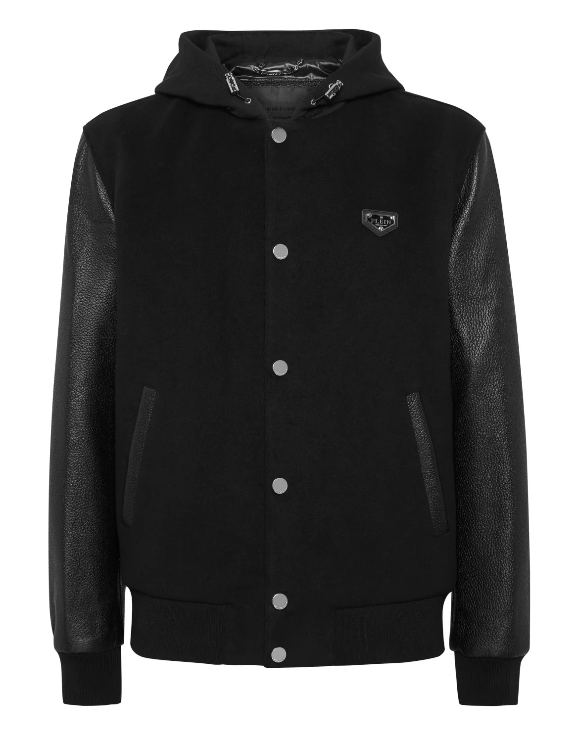 Hooded Varsity Bomber Jacket, цвет: Черный
