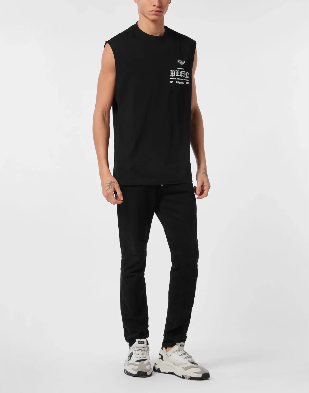 Sleeveless Round Neck T-Shirt, цвет: Черный