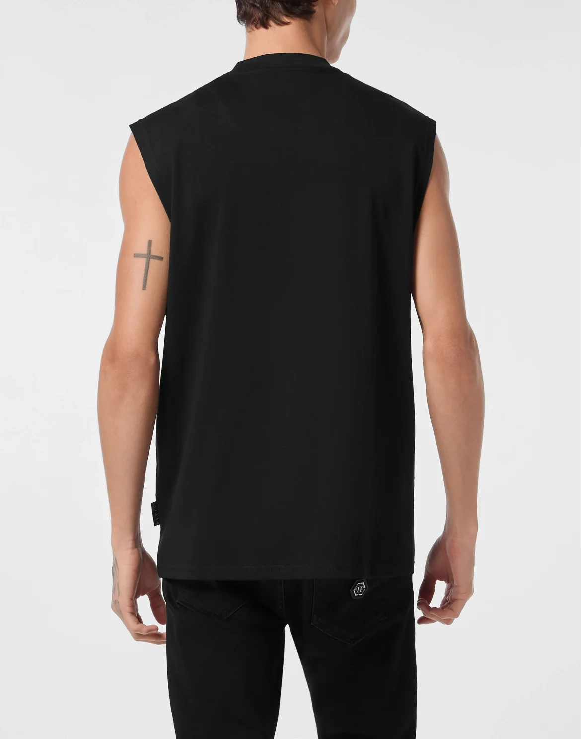 Sleeveless Round Neck T-Shirt, цвет: Черный