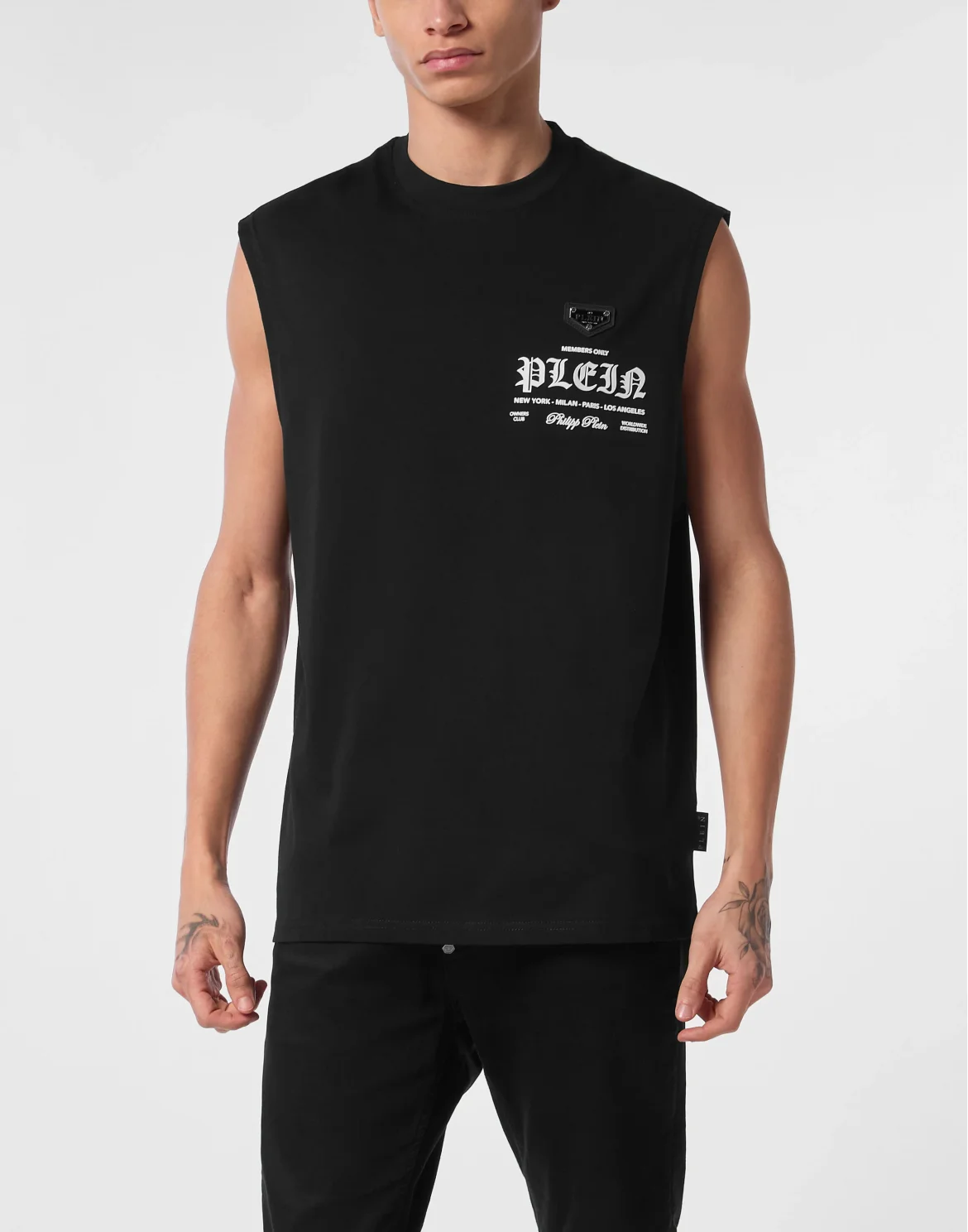 Sleeveless Round Neck T-Shirt, цвет: Черный