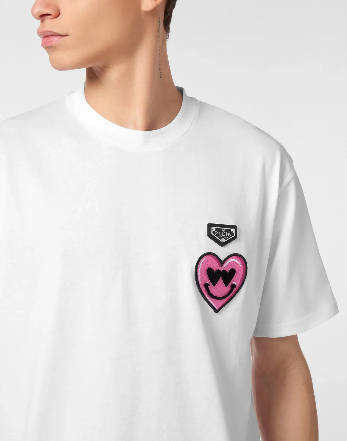 Round Neck T-Shirt Smile Patch, цвет: Розовый