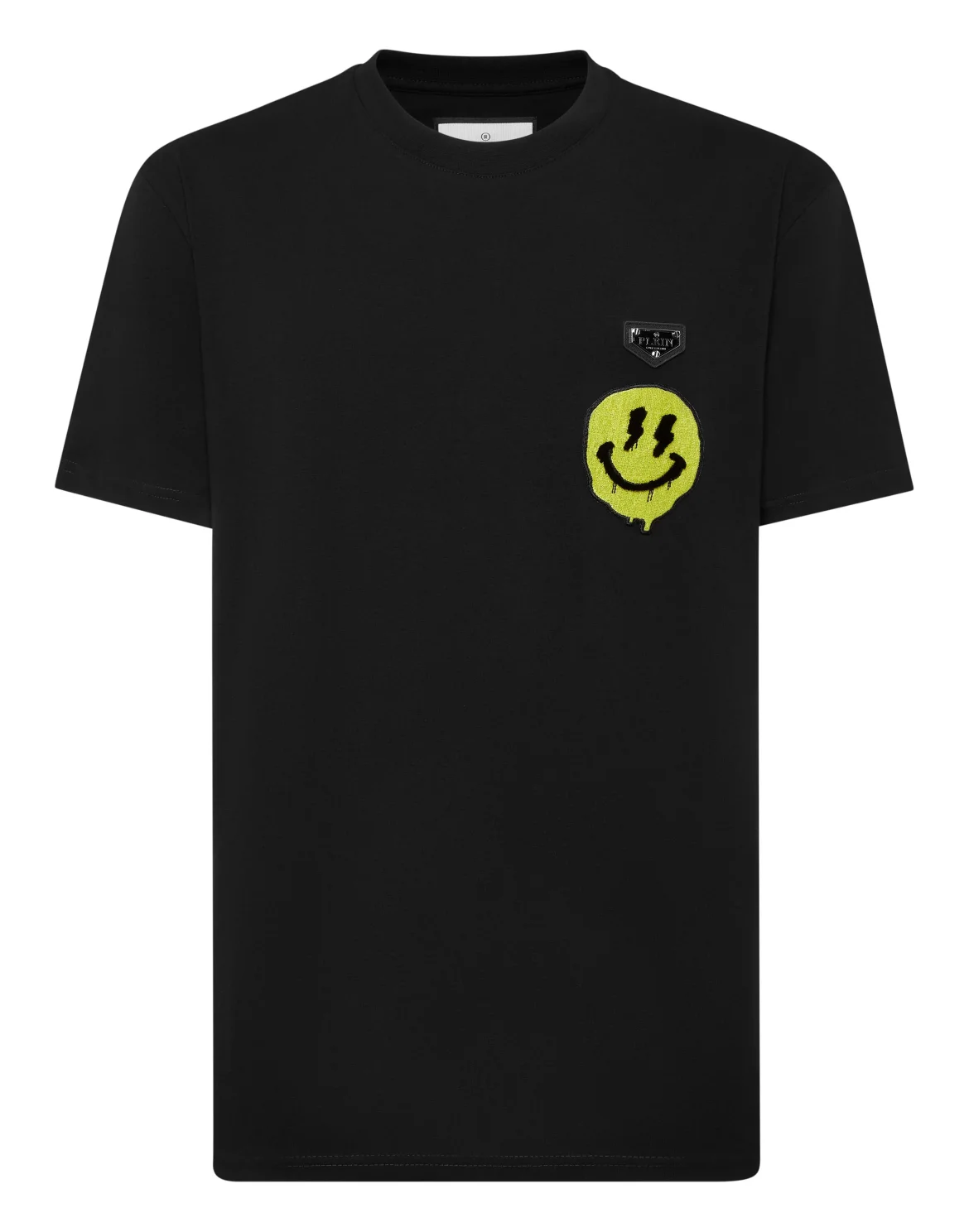 Round Neck T-Shirt Smile Patch, цвет: Черный