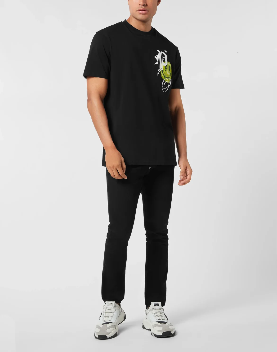 Round Neck T-Shirt Smile Balloon, цвет: Черный