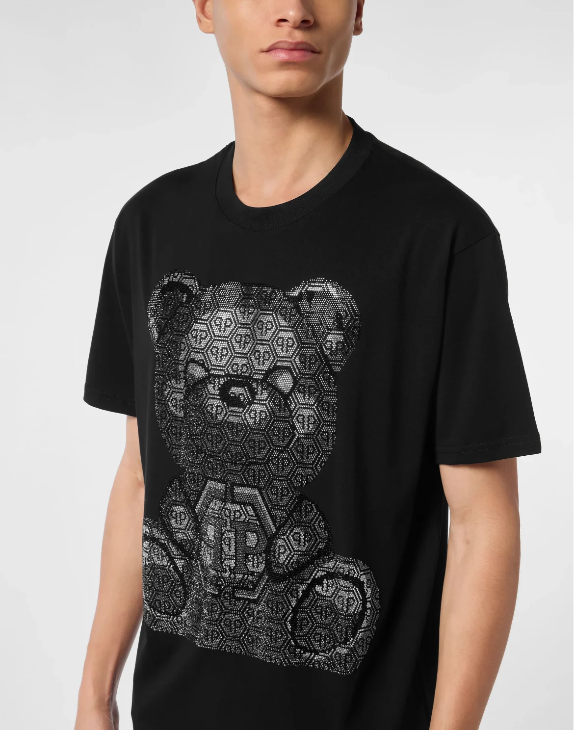 Round Neck T-Shirt 3D Teddy, цвет: Черный