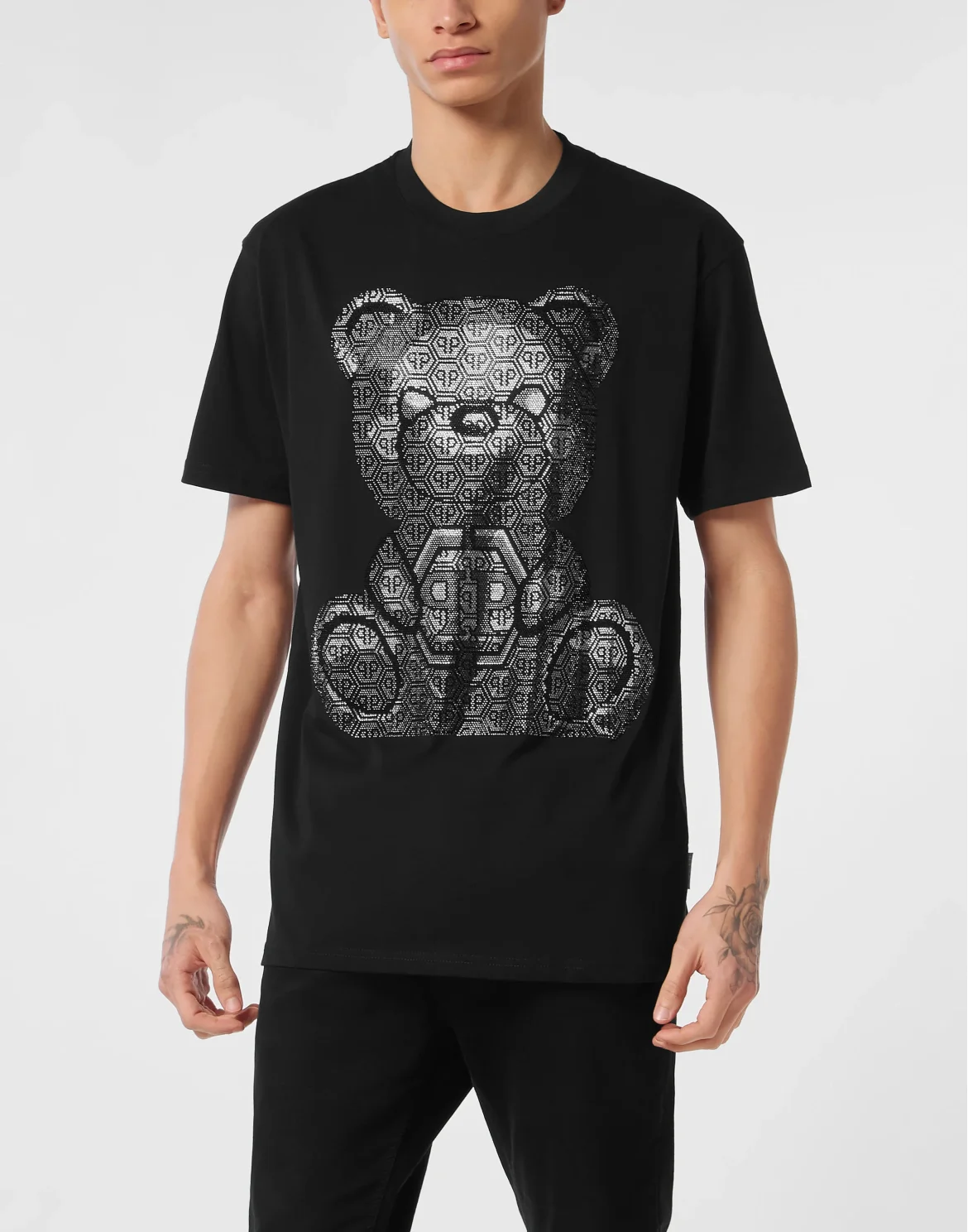 Round Neck T-Shirt 3D Teddy, цвет: Черный
