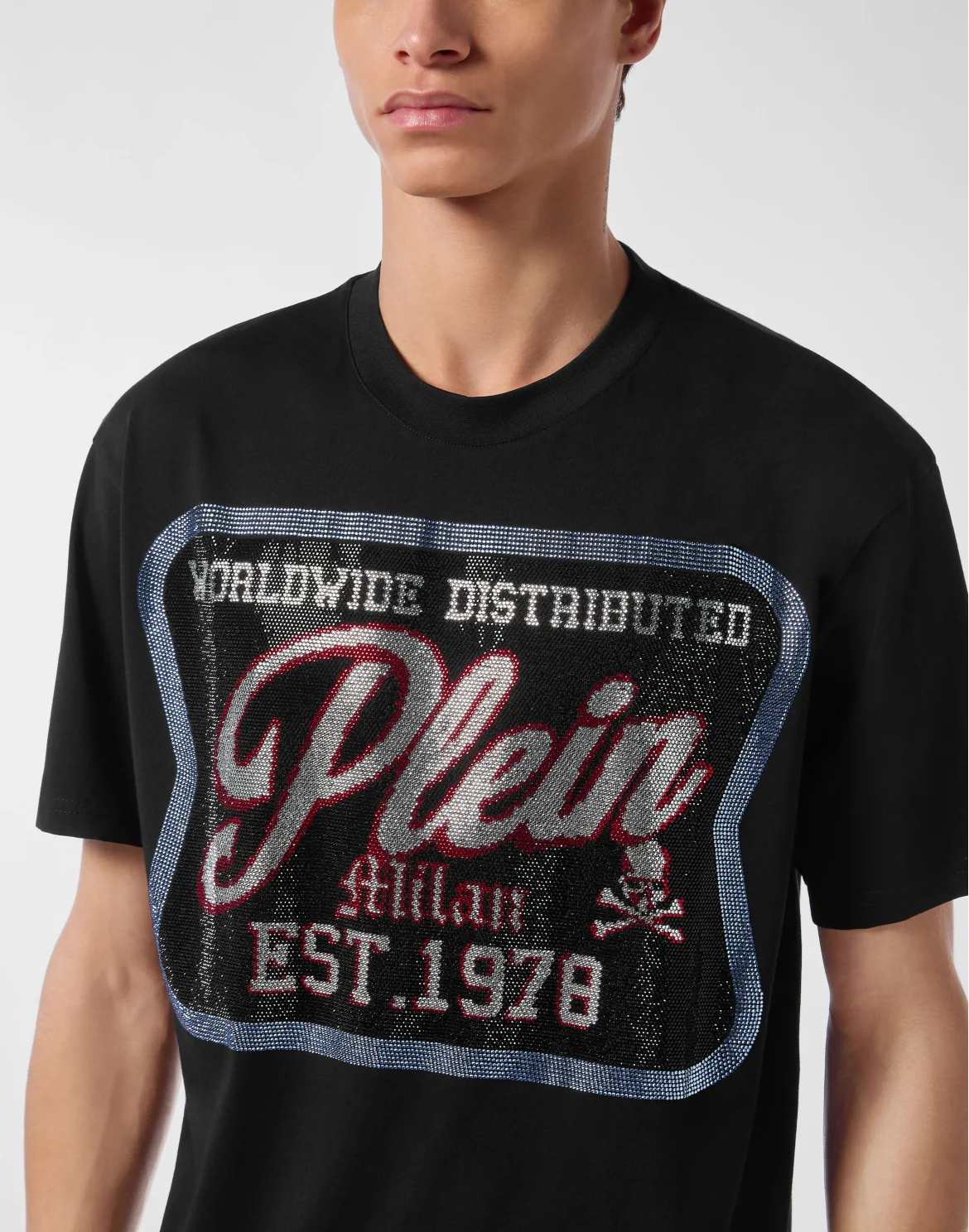 Round Neck T-Shirt Patch Plein Milan, цвет: Черный