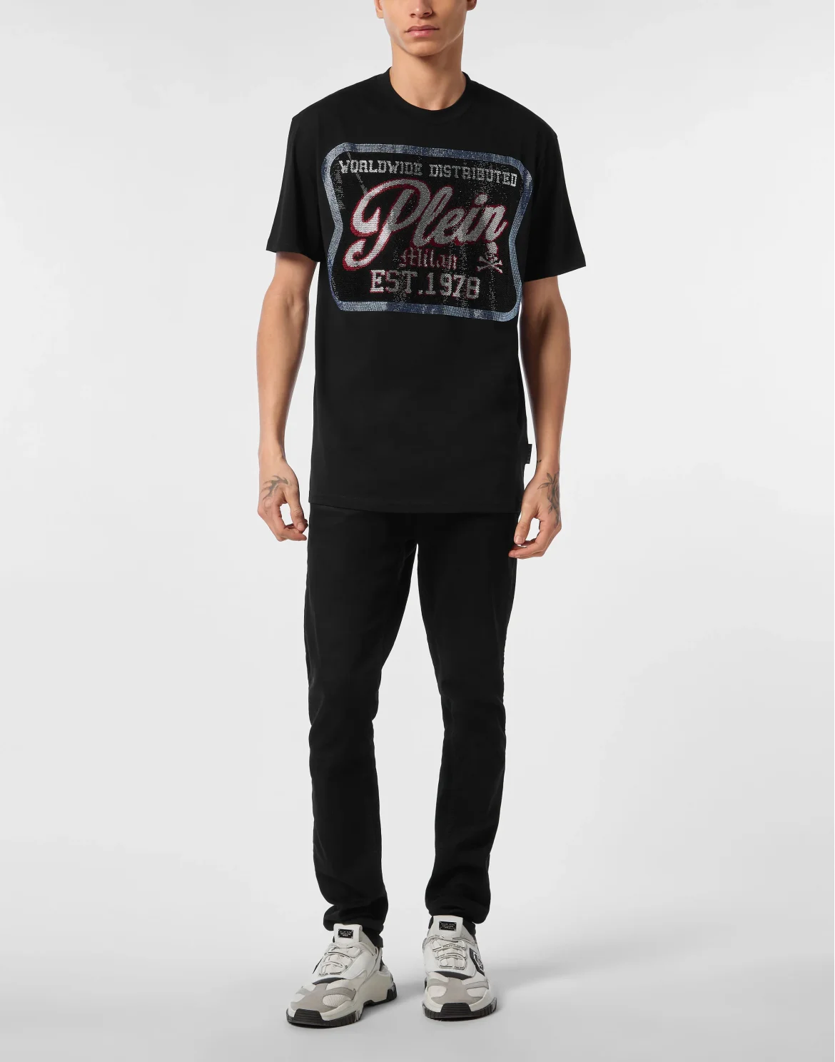 Round Neck T-Shirt Patch Plein Milan, цвет: Черный
