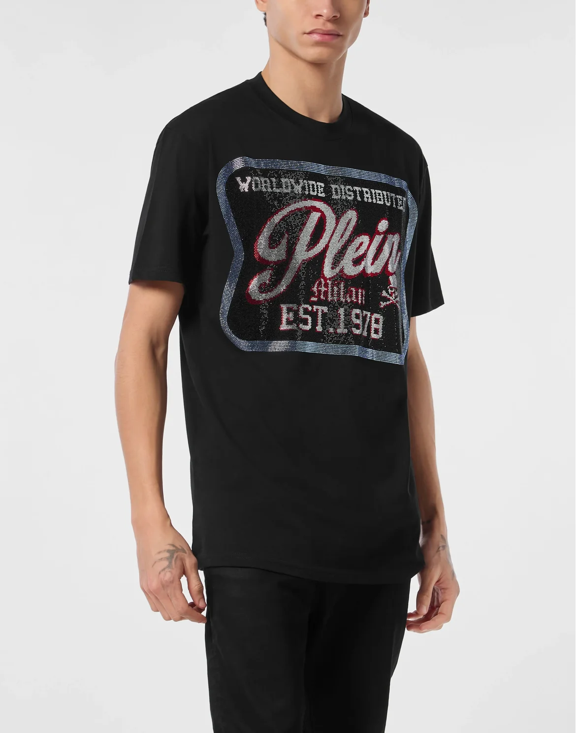 Round Neck T-Shirt Patch Plein Milan, цвет: Черный