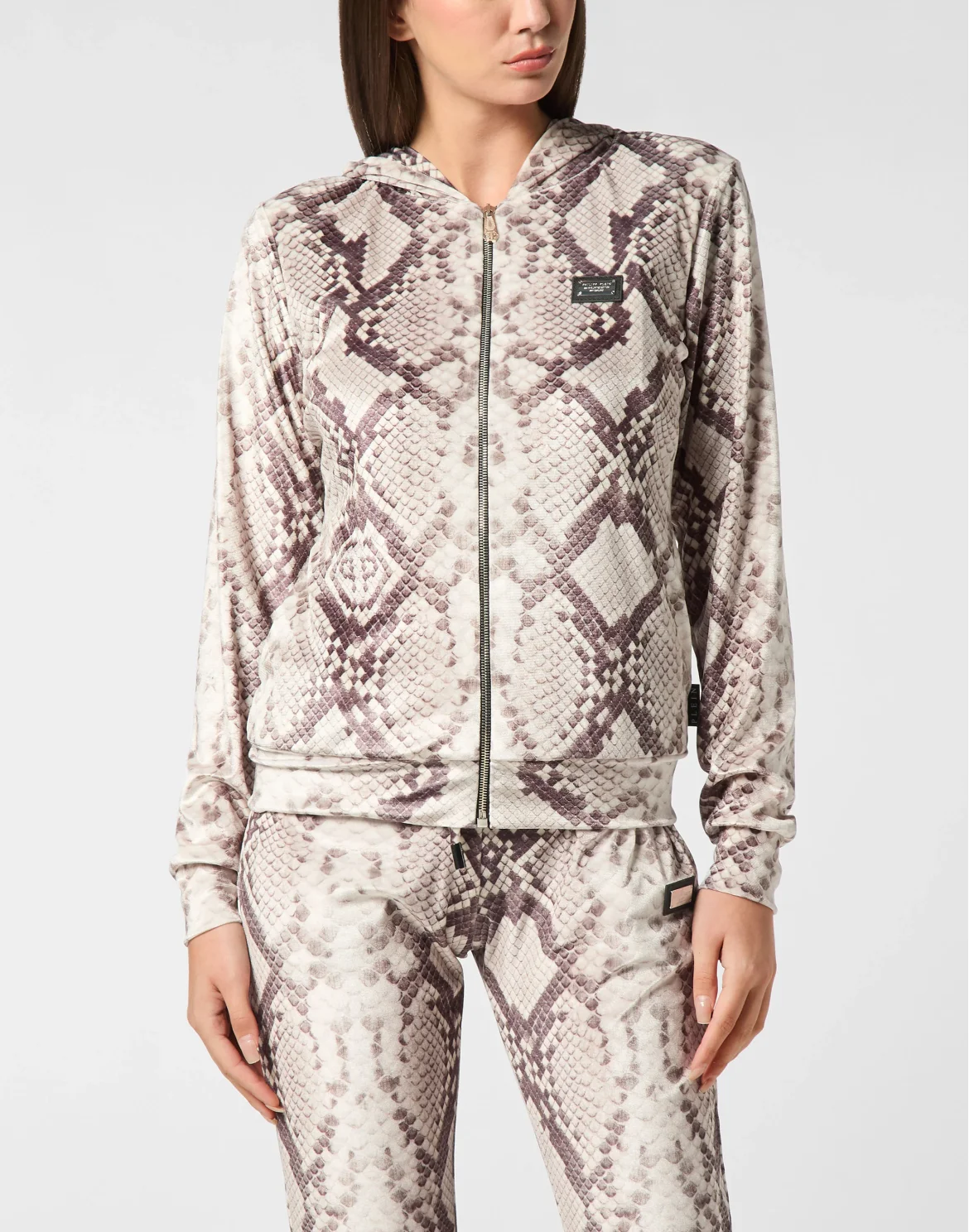 Zip Hoodie All-Over Python, цвет: Бежевый
