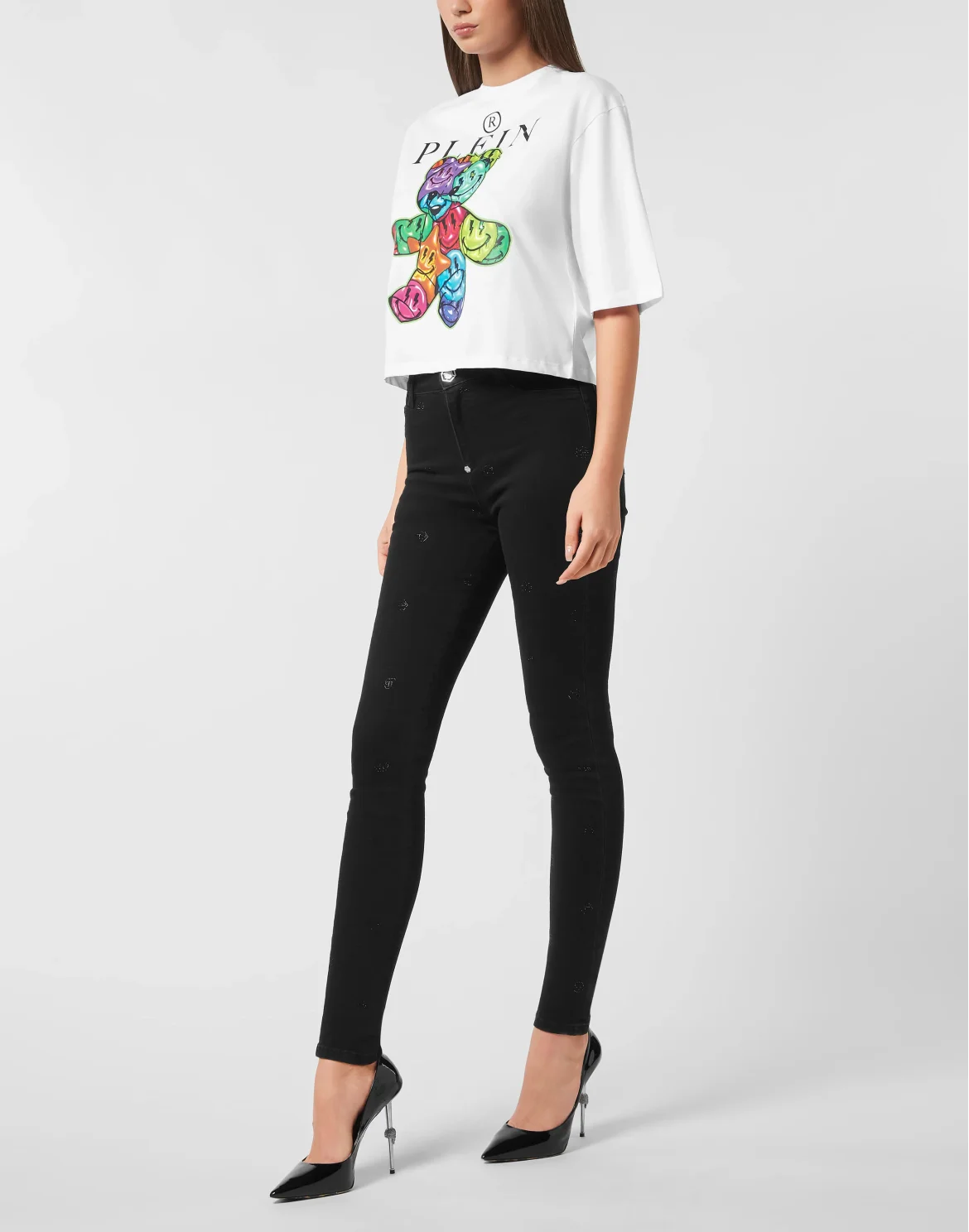 Cropped T-Shirt Round Neck Teddy, цвет: Белый