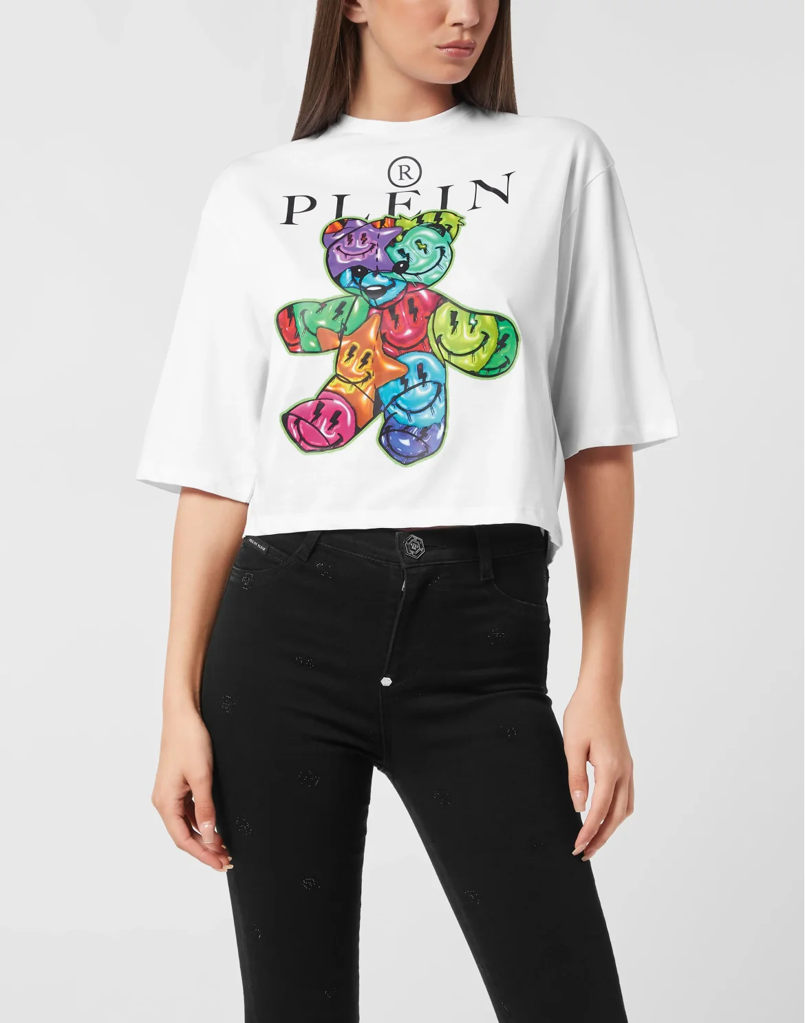 Cropped T-Shirt Round Neck Teddy, цвет: Белый
