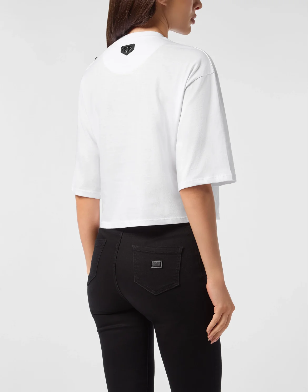 Cropped Round Neck T-Shirt 3D Teddy, цвет: Белый