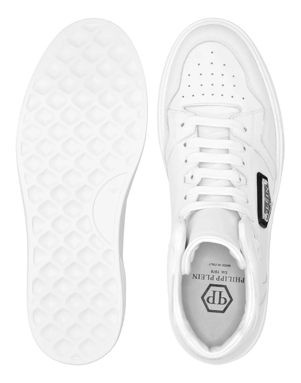 Nappa Leather Mid Top Sneakers, цвет: Белый