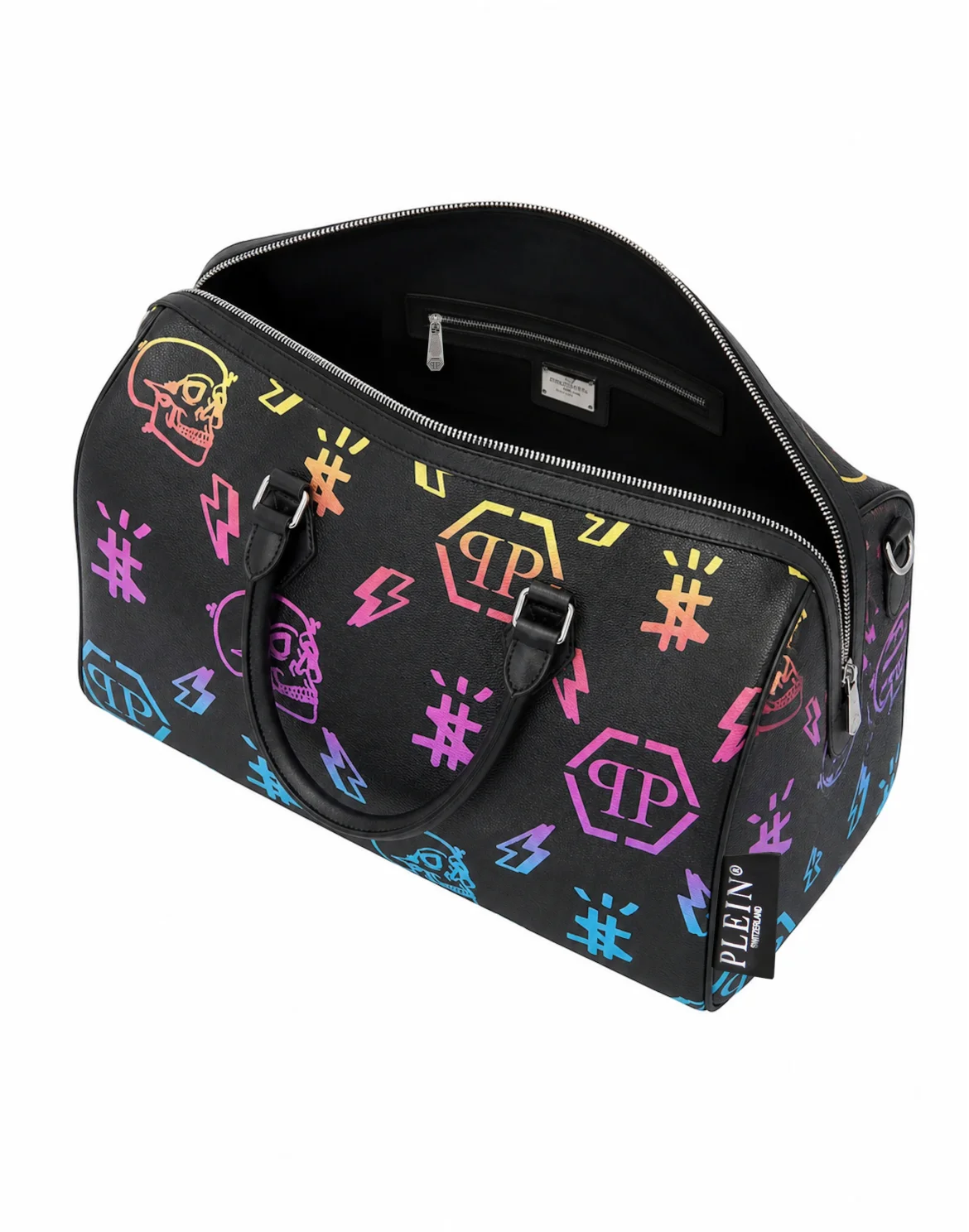 Leather Travel Bag Rainbow Monogram, цвет: Черный