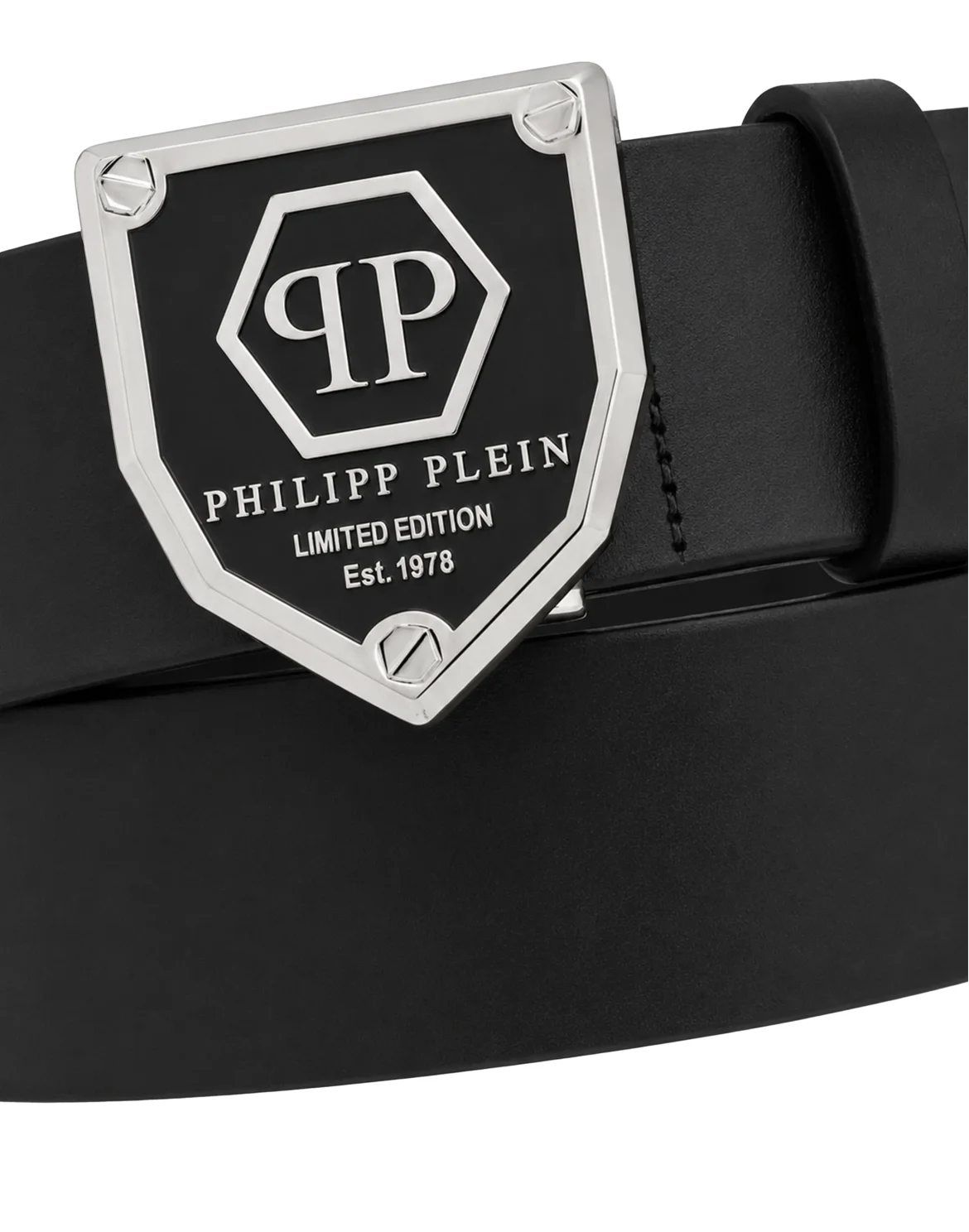 Leather Belt Hexagon, цвет: Черный