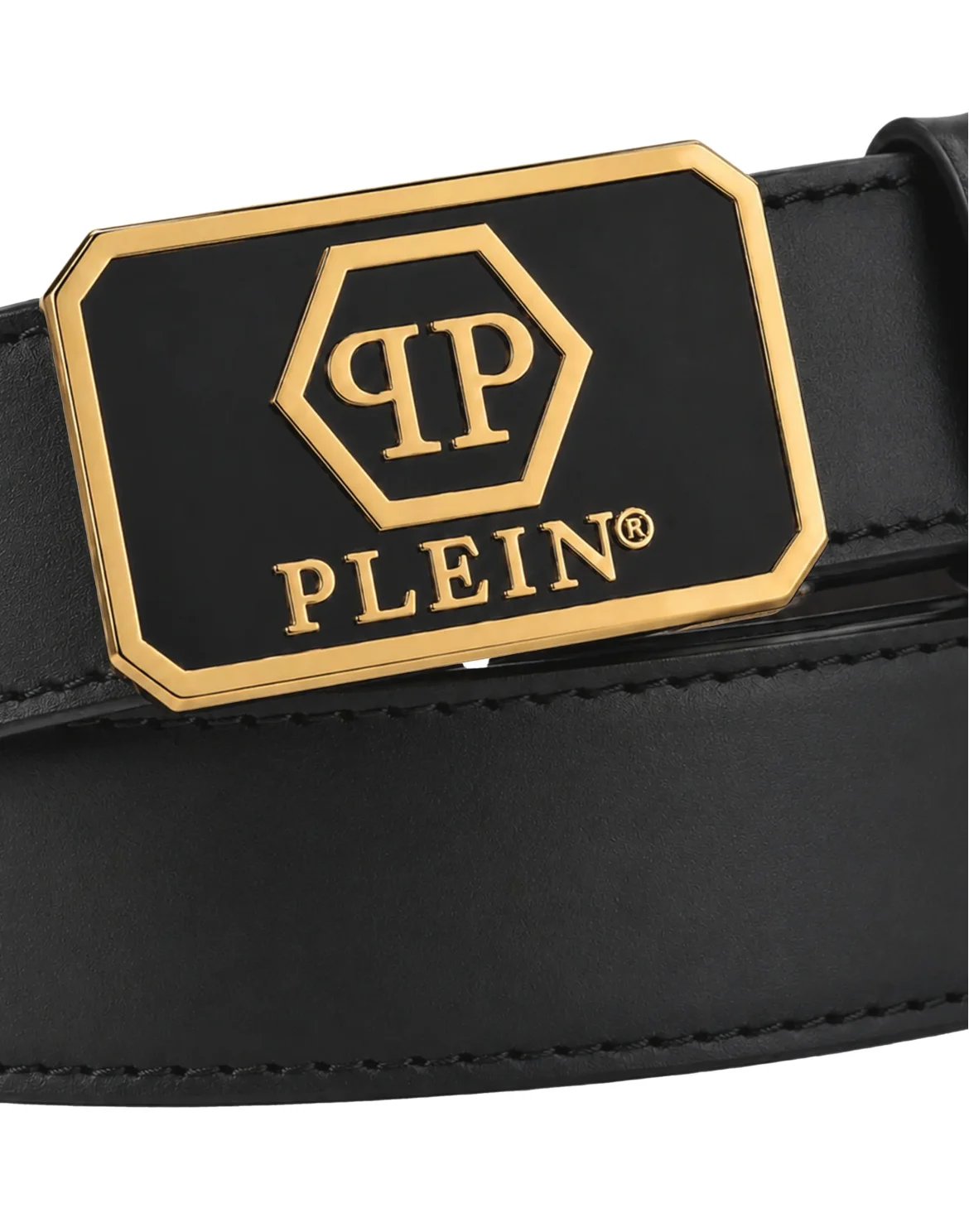 Leather Belt Hexagon, цвет: Черный