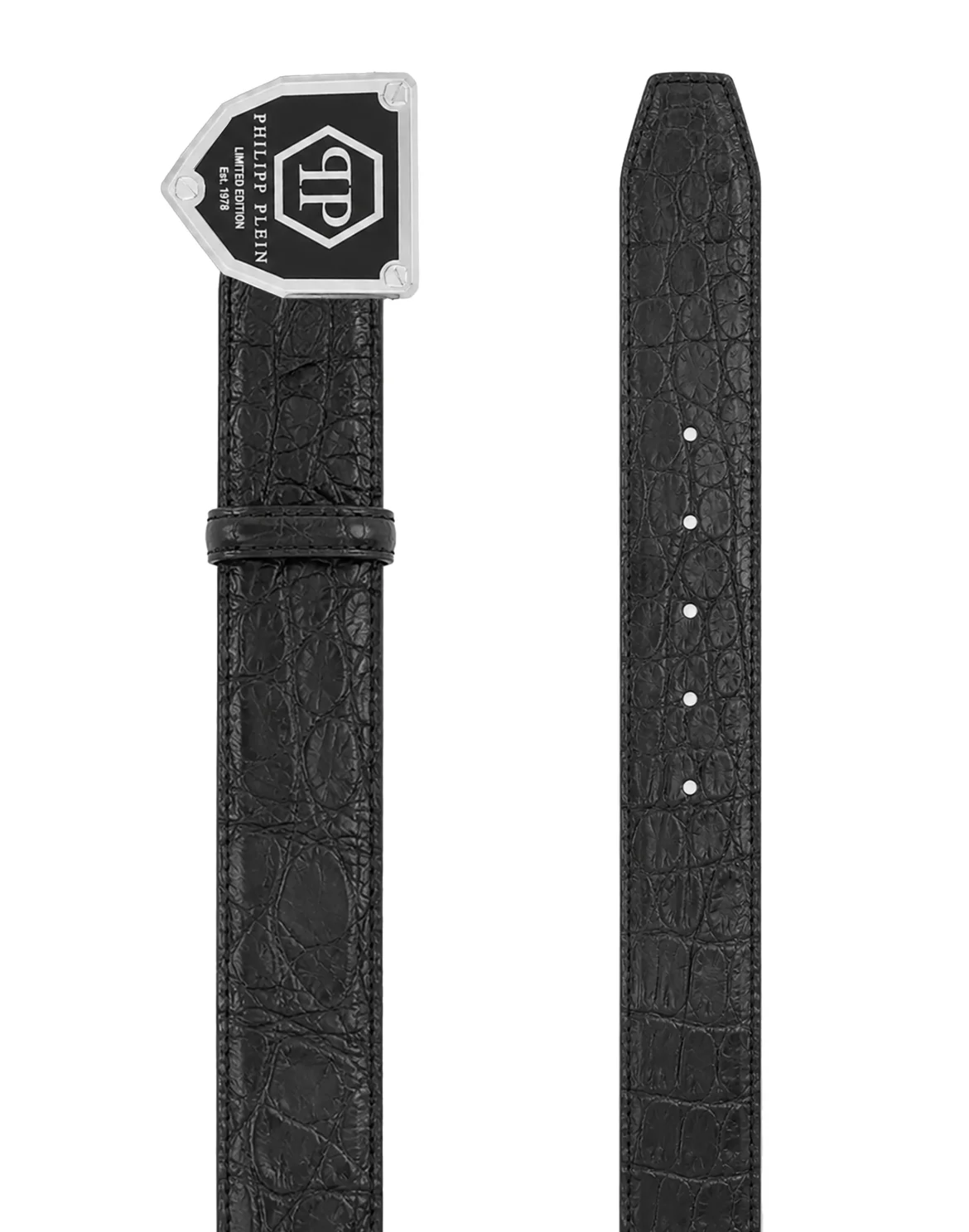 Leather Belt Cocco Hexagon, цвет: Черный