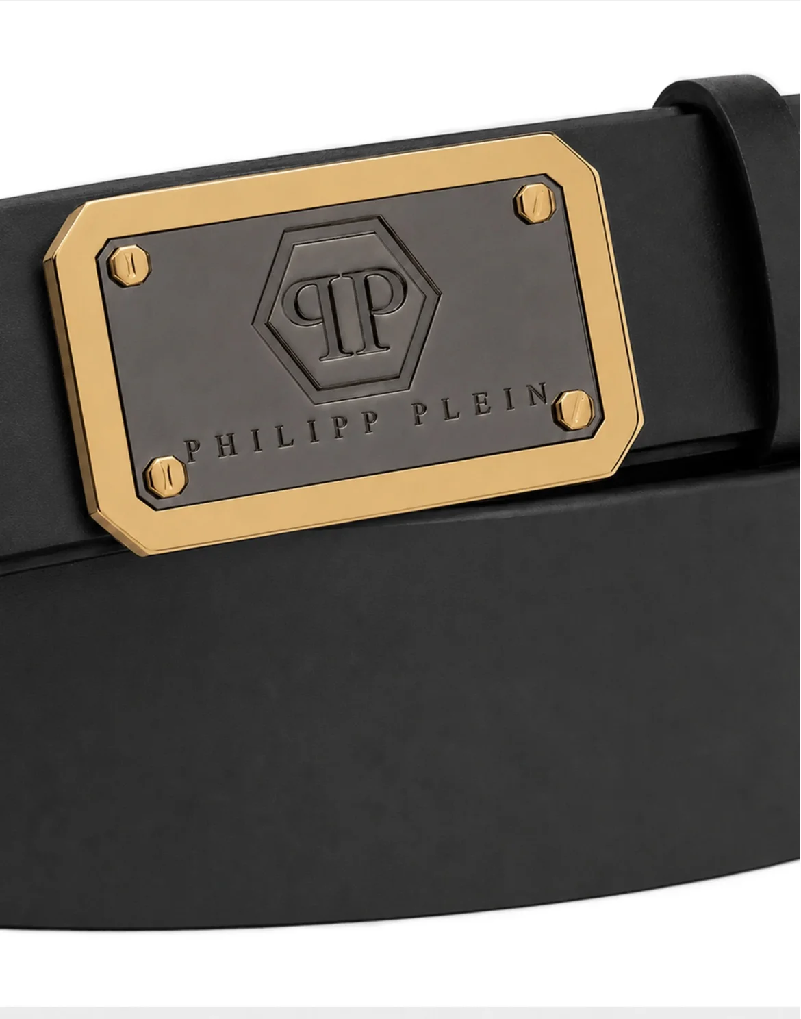 Leather Belt Hexagon Logo, цвет: Черный