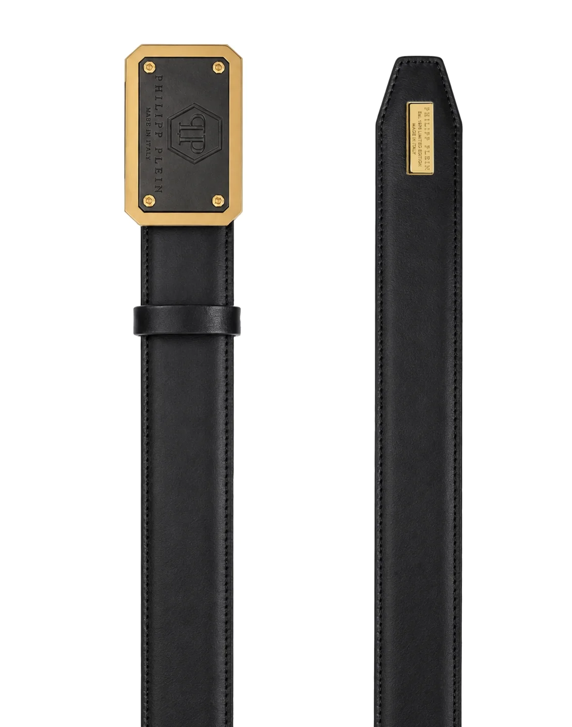 Leather Belt Hexagon Logo, цвет: Черный