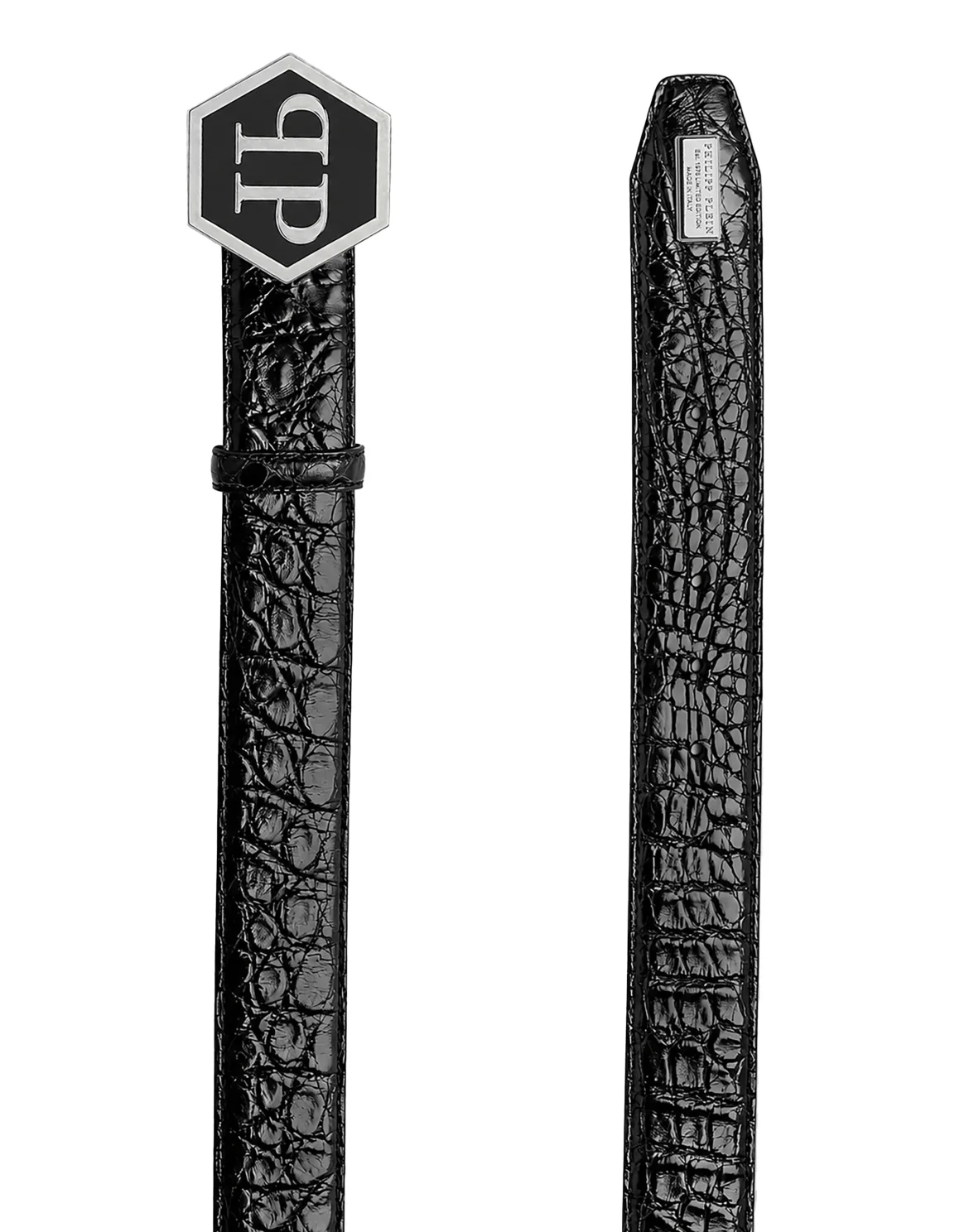 Leather Belt Cocco Hexagon, цвет: Черный