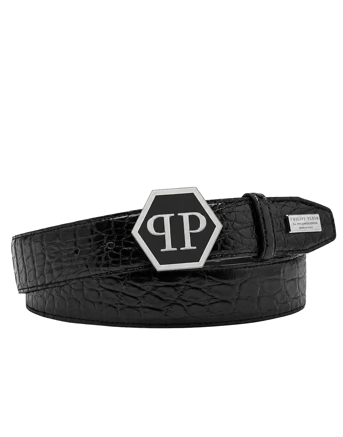 Leather Belt Cocco Hexagon, цвет: Черный