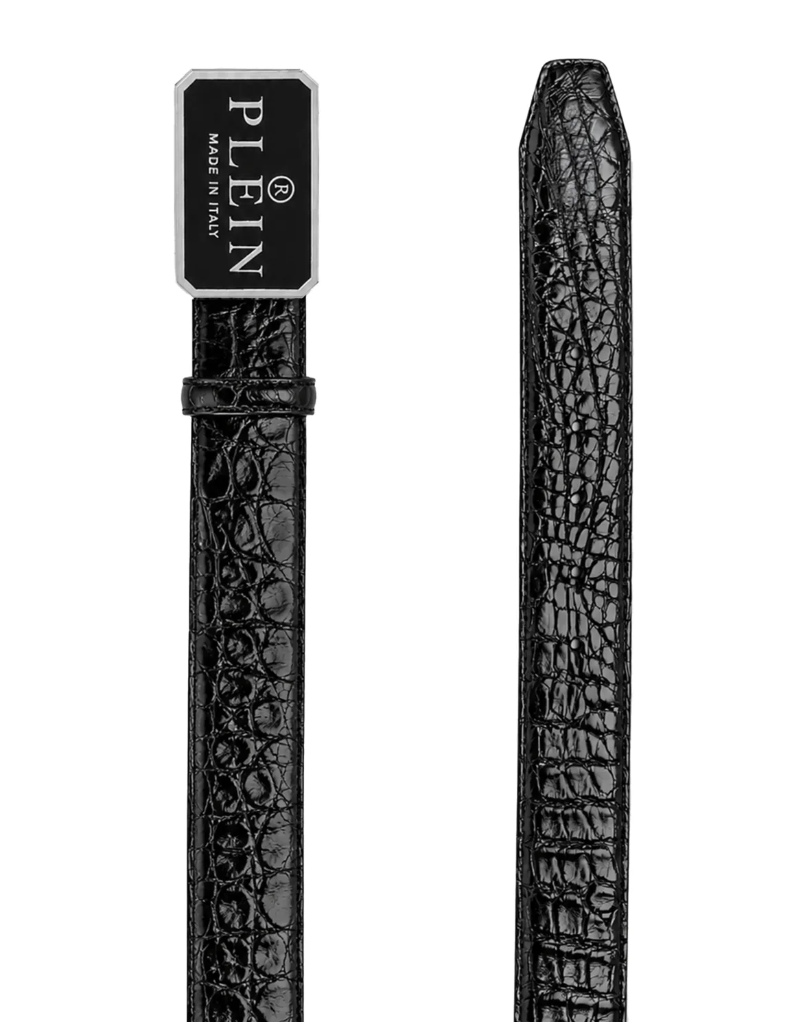 Leather Belt Plein Made In Italy Cocco, цвет: Черный
