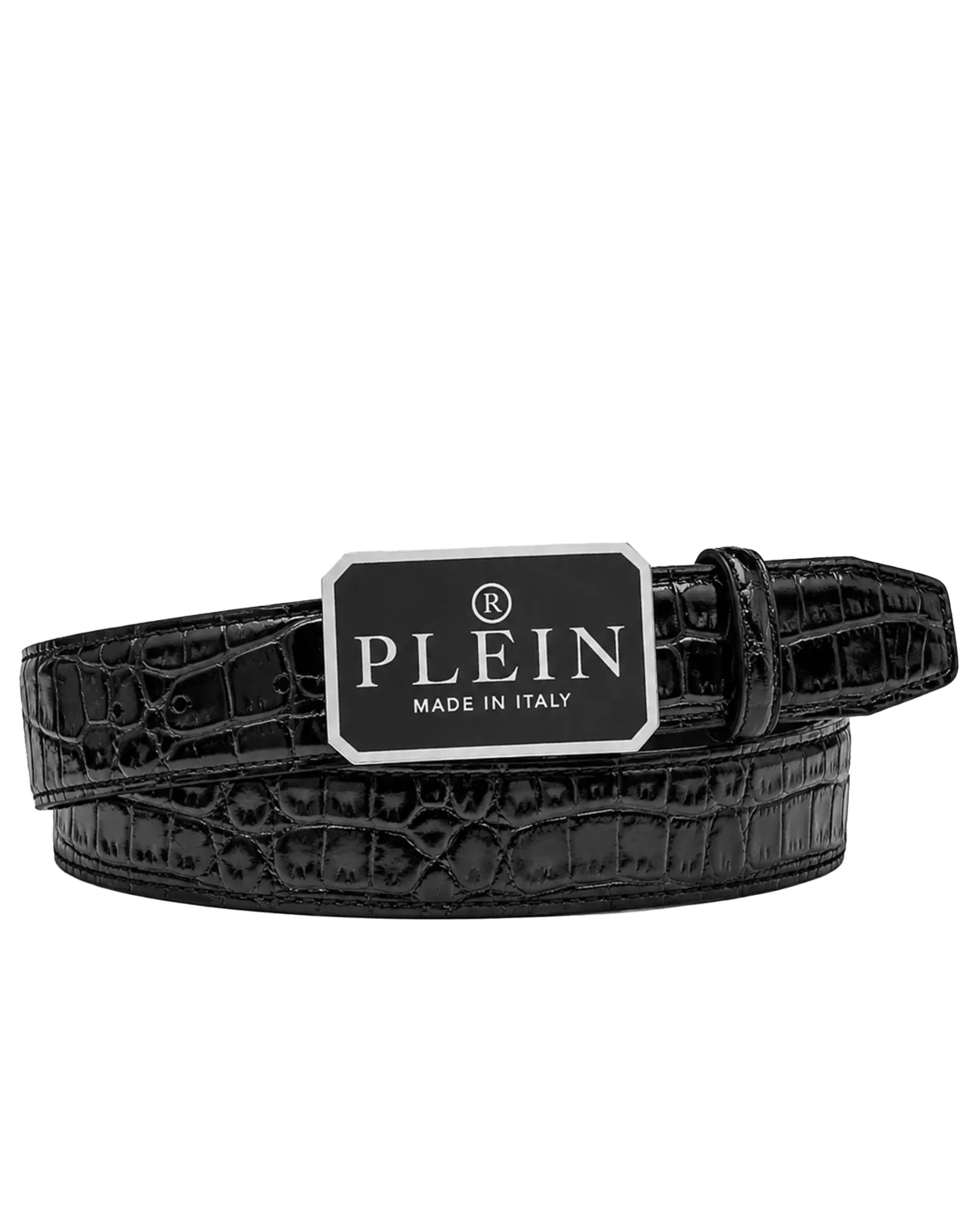 Leather Belt Plein Made In Italy Cocco, цвет: Черный
