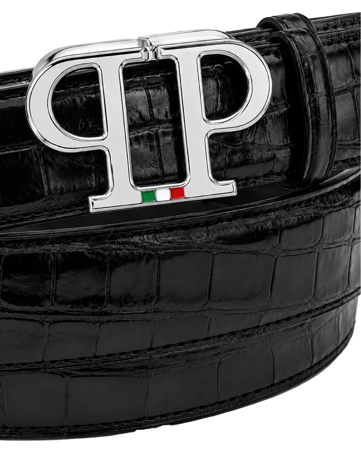 Leather Belt PP Silver Cocco, цвет: Черный