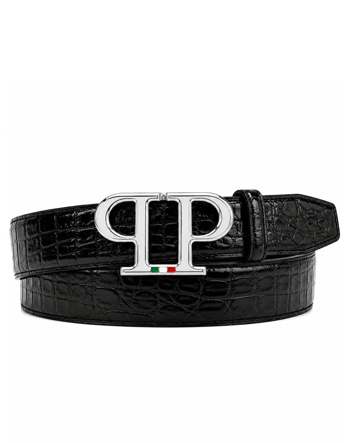 Leather Belt PP Silver Cocco, цвет: Черный
