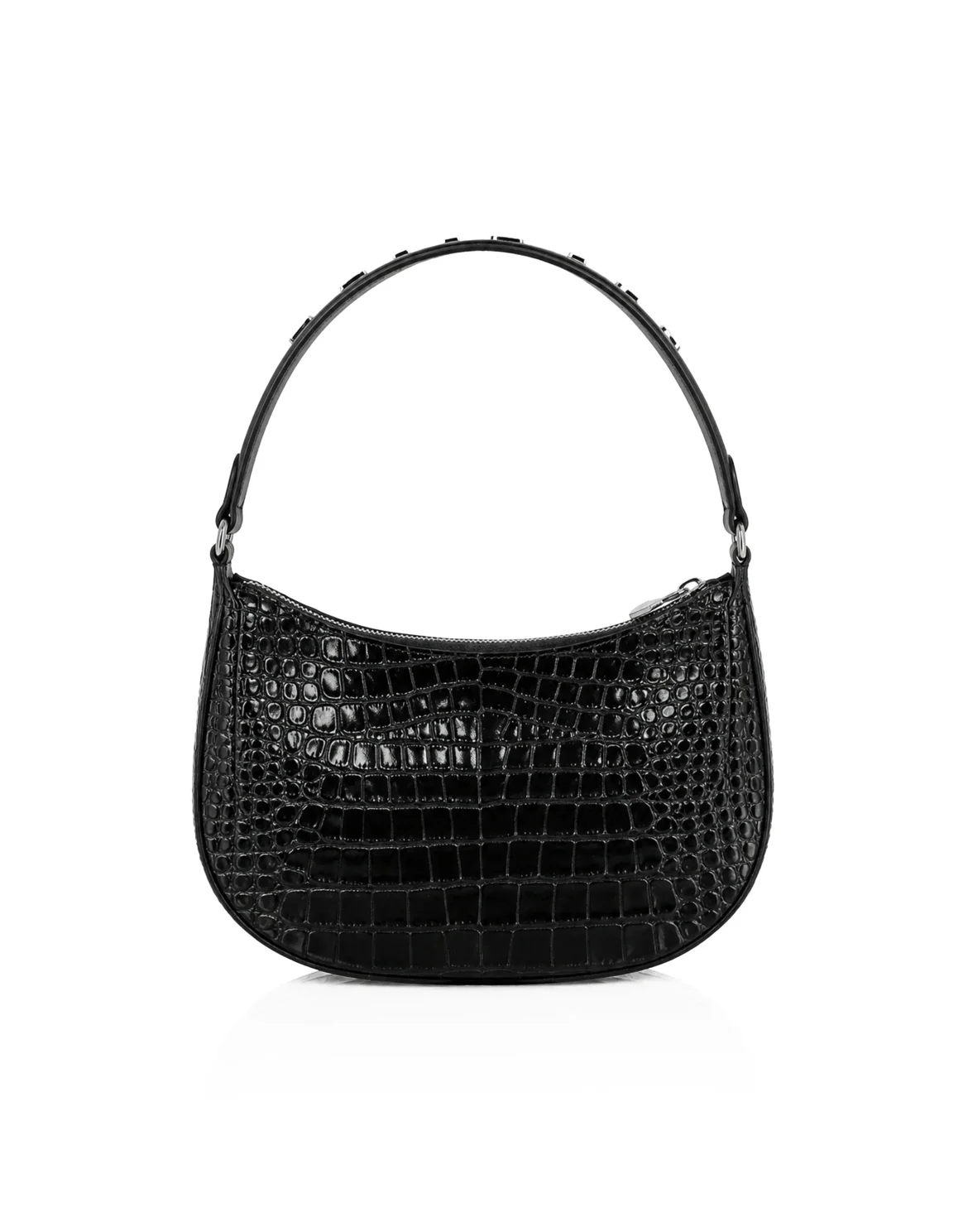 Leather Small Handle Bag Hexagon Cocco Print, цвет: Черный