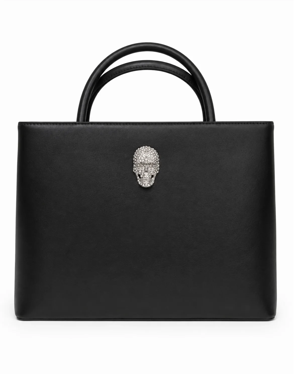 Leather Medium Handle Bag Skull Strass, цвет: Черный