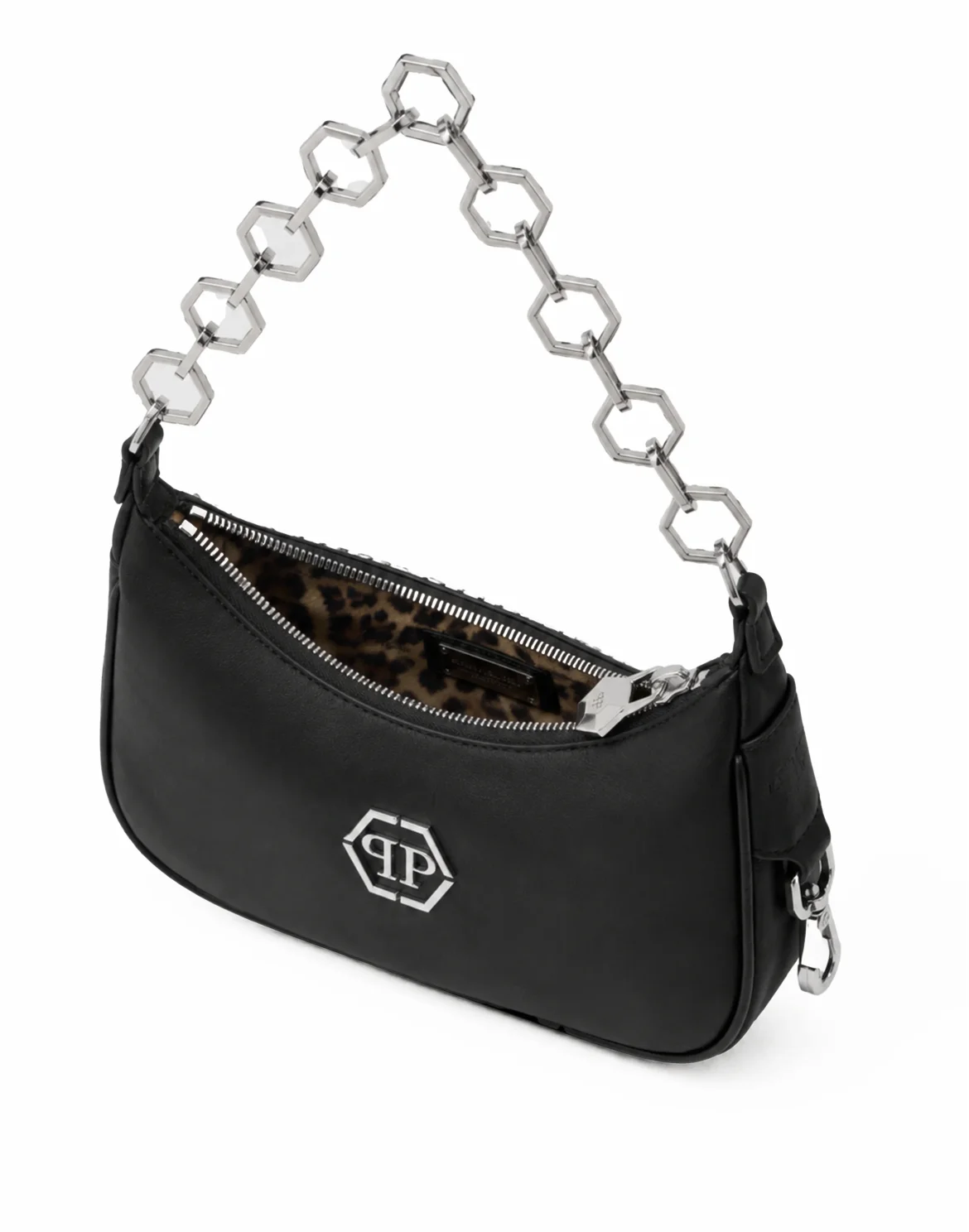 Leather Shoulder Bag Hexagon, цвет: Черный