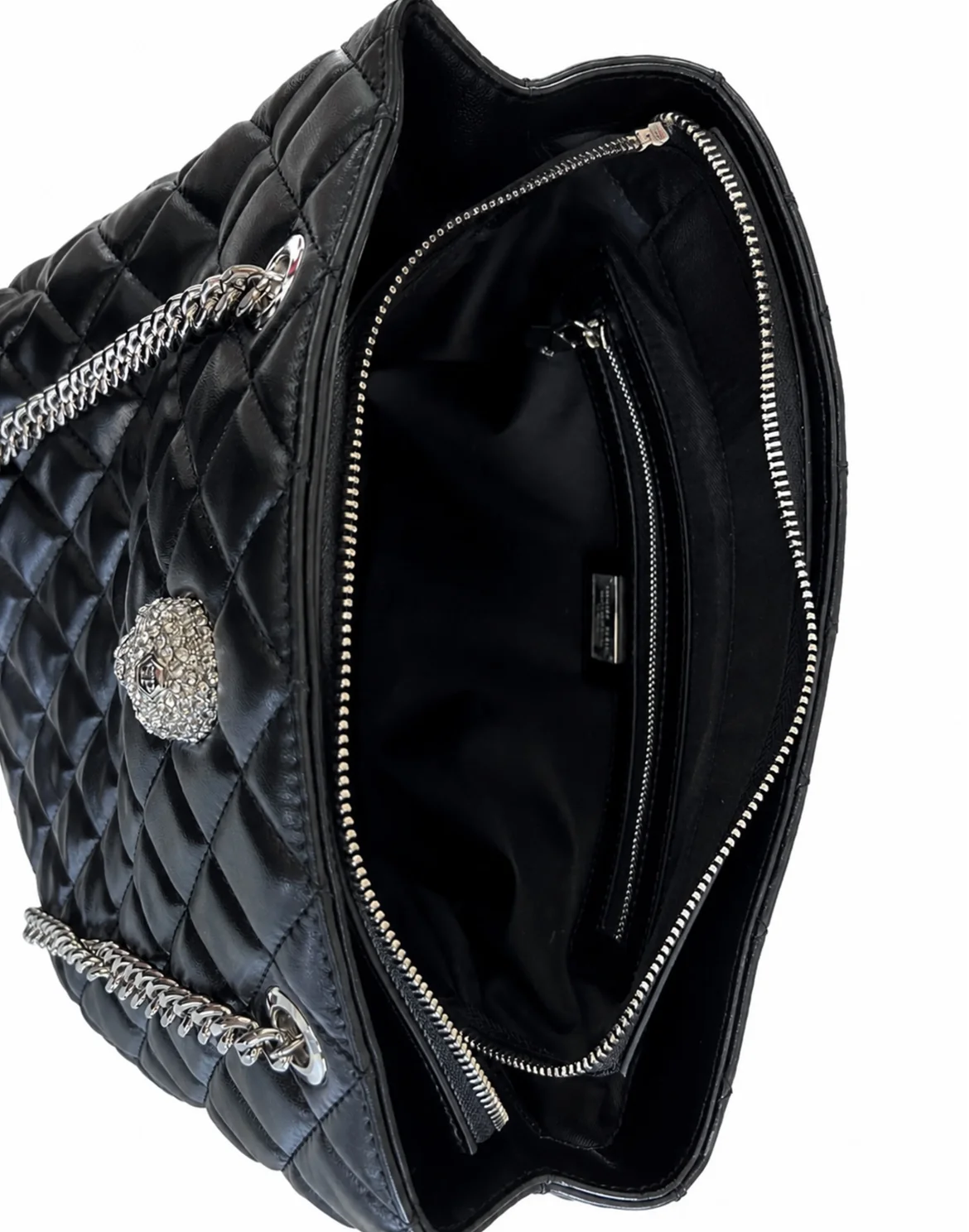Nappa Handle Bag Skull Strass Matelasse, цвет: Черный