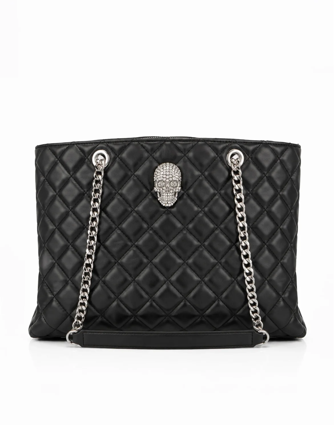 Nappa Handle Bag Skull Strass Matelasse, цвет: Черный