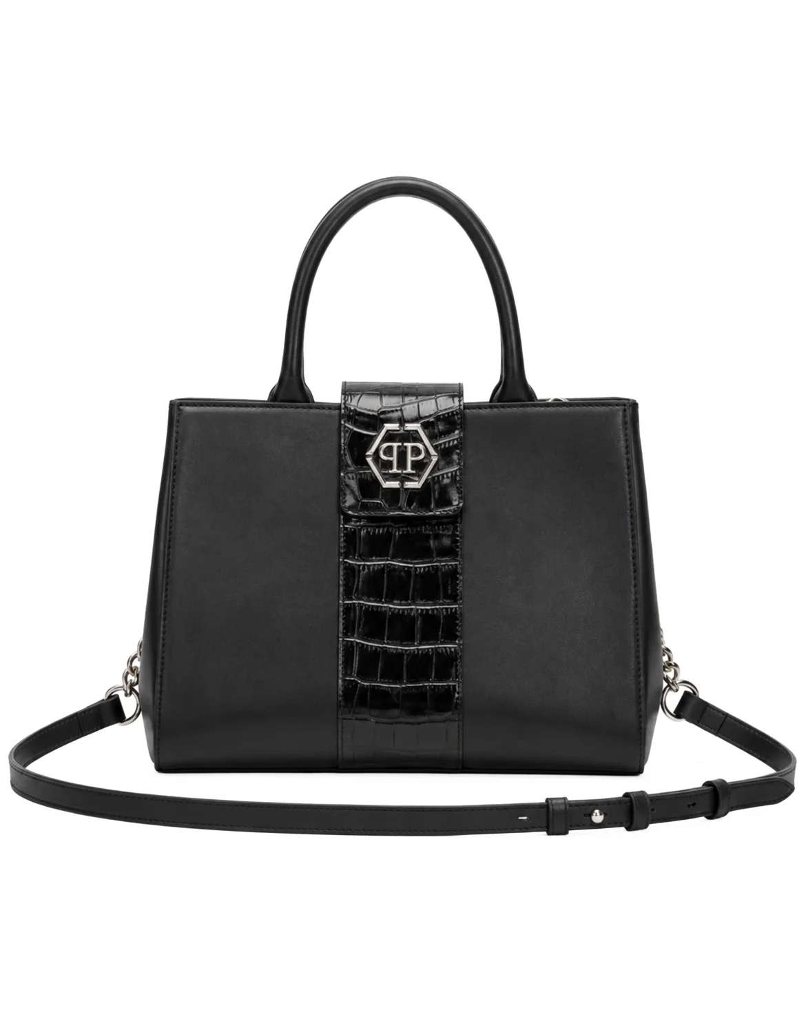 Nappa Handle Bag Hexagon Strass Cocco Cut, цвет: Черный
