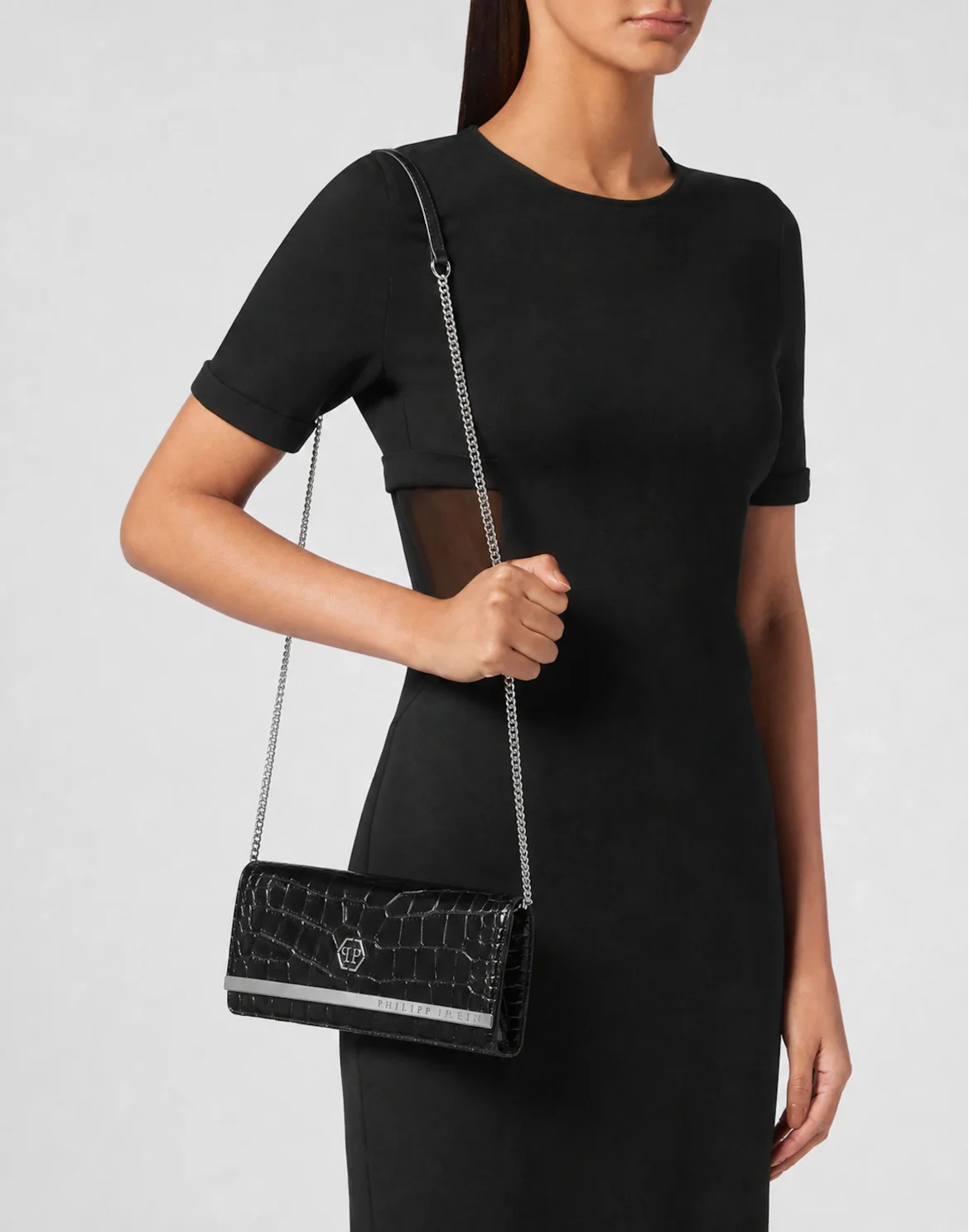 Leather Clutch Bag Cocco Print, цвет: Черный