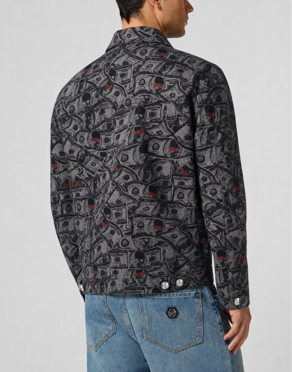 Denim Trucker Jacket Dollars, цвет: Серый