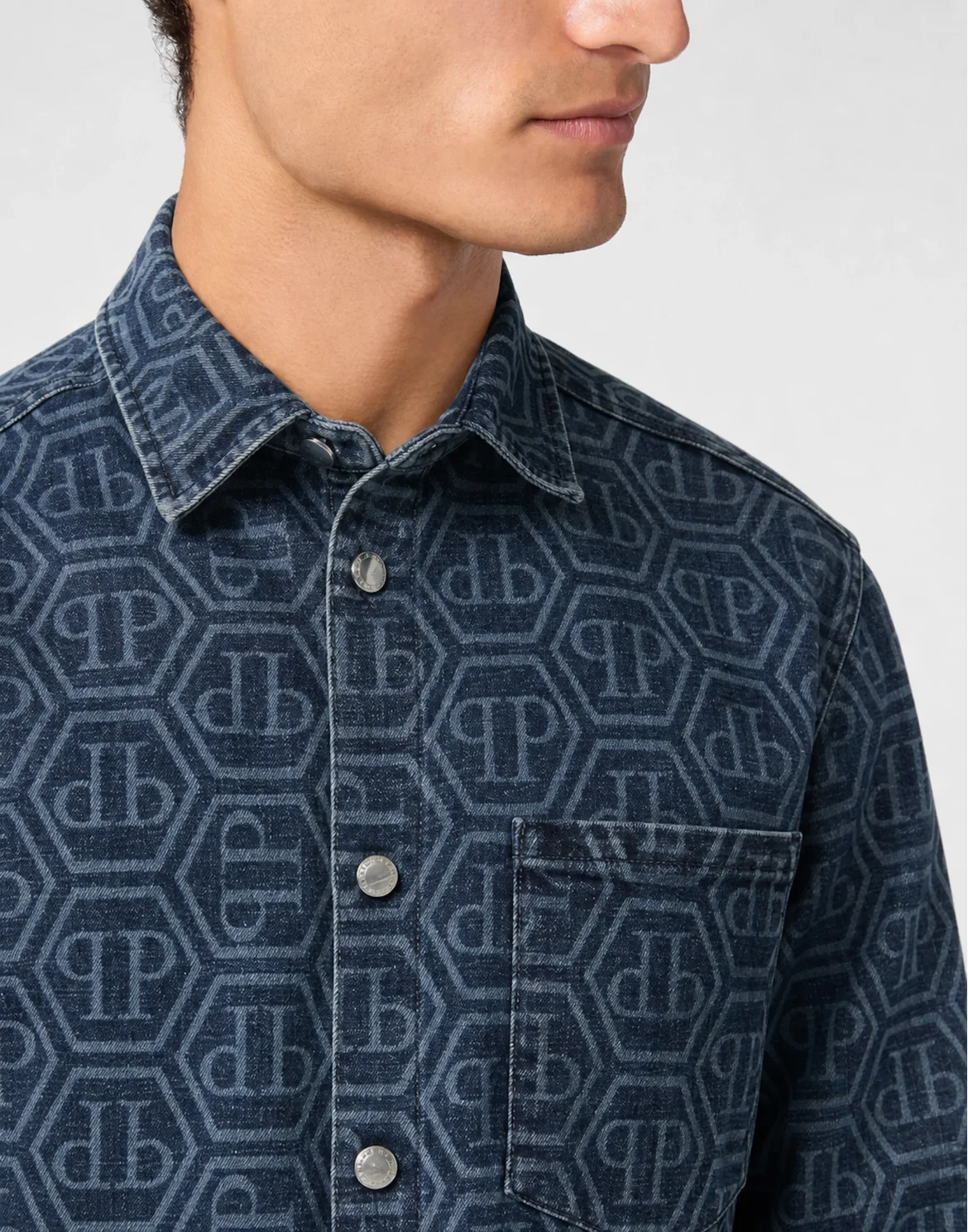 New Denim Shirt Hexagon Laser, цвет: Синий