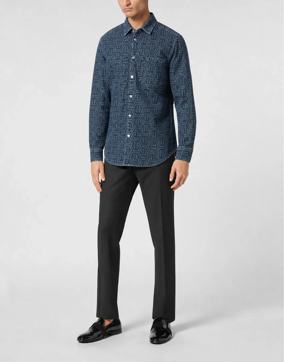 New Denim Shirt Hexagon Laser, цвет: Синий