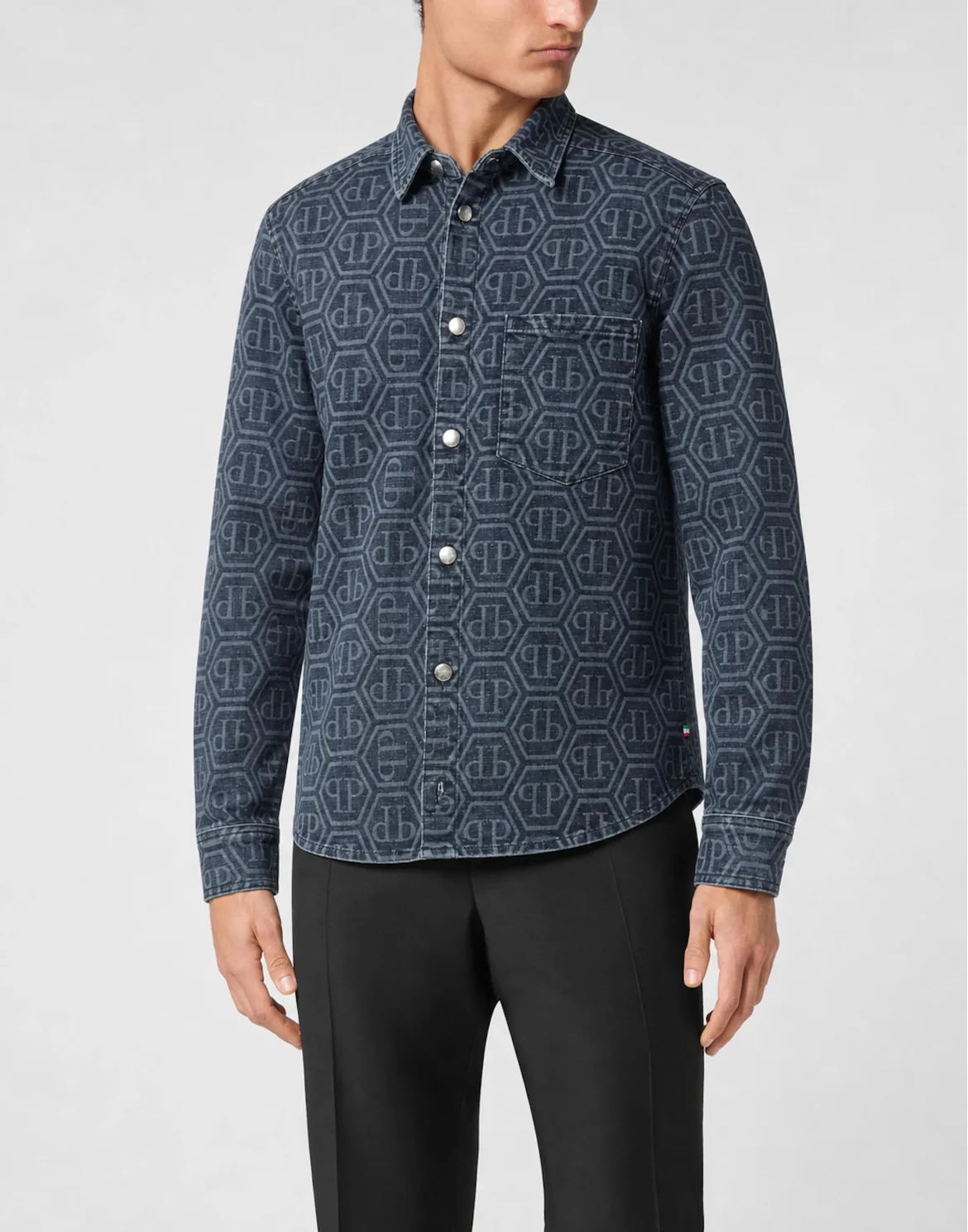New Denim Shirt Hexagon Laser, цвет: Синий