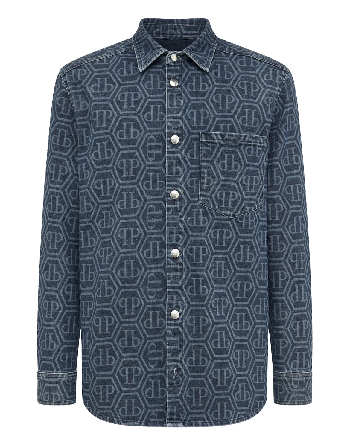 New Denim Shirt Hexagon Laser, цвет: Синий