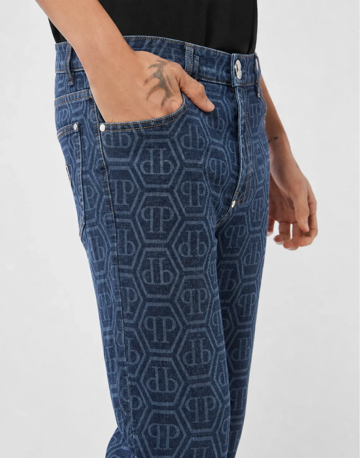 New Tapered Fit Jeans Monogram Basic, цвет: Синий