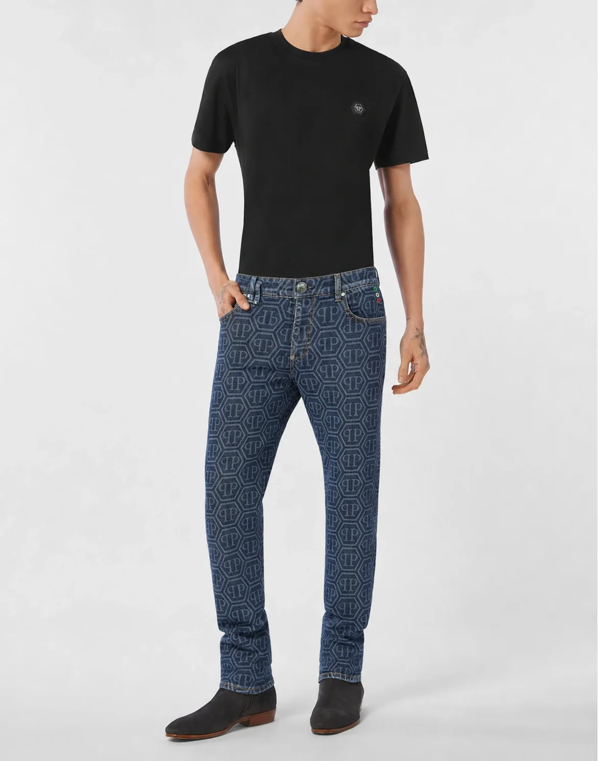 New Tapered Fit Jeans Monogram Basic, цвет: Синий