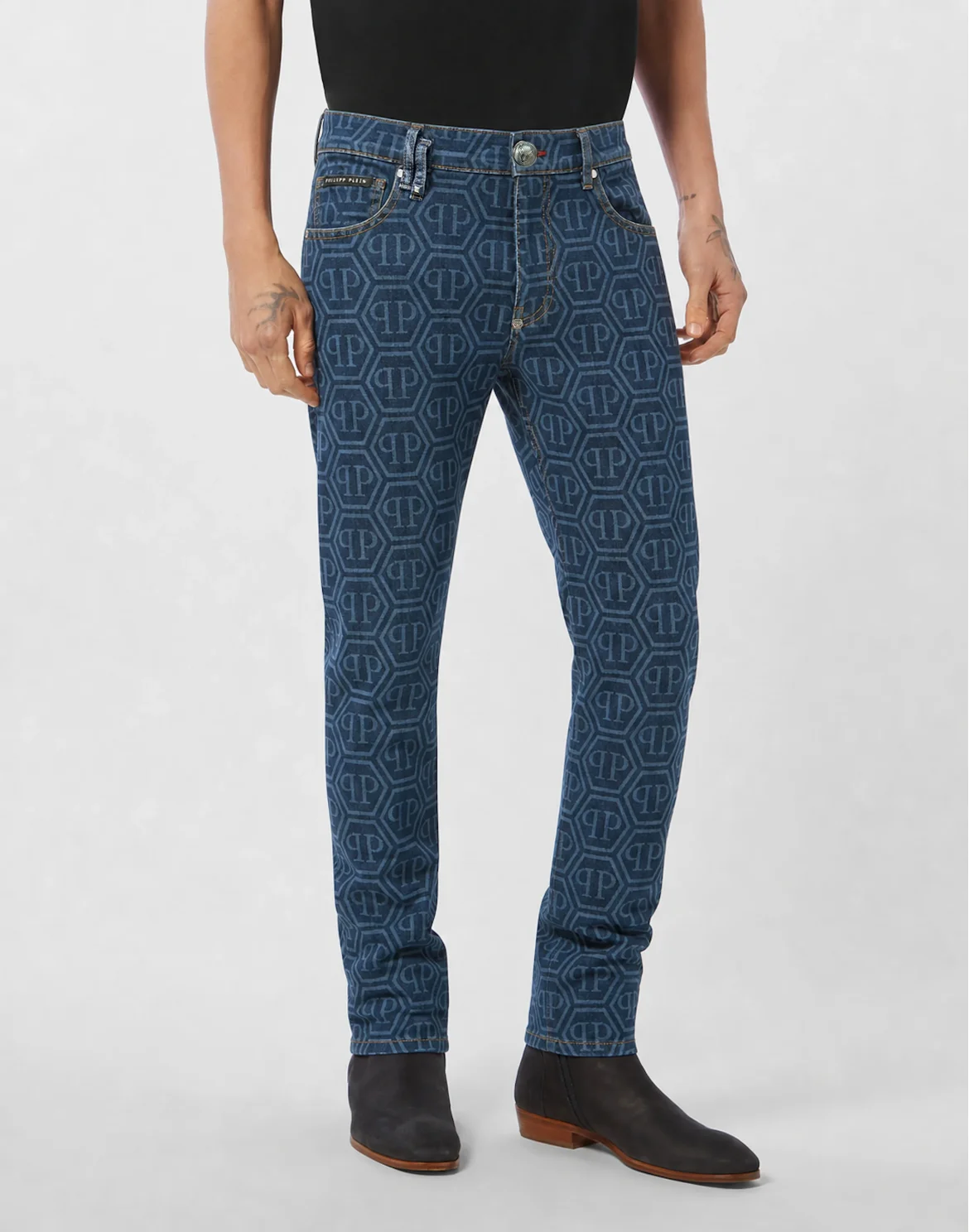New Tapered Fit Jeans Monogram Basic, цвет: Синий