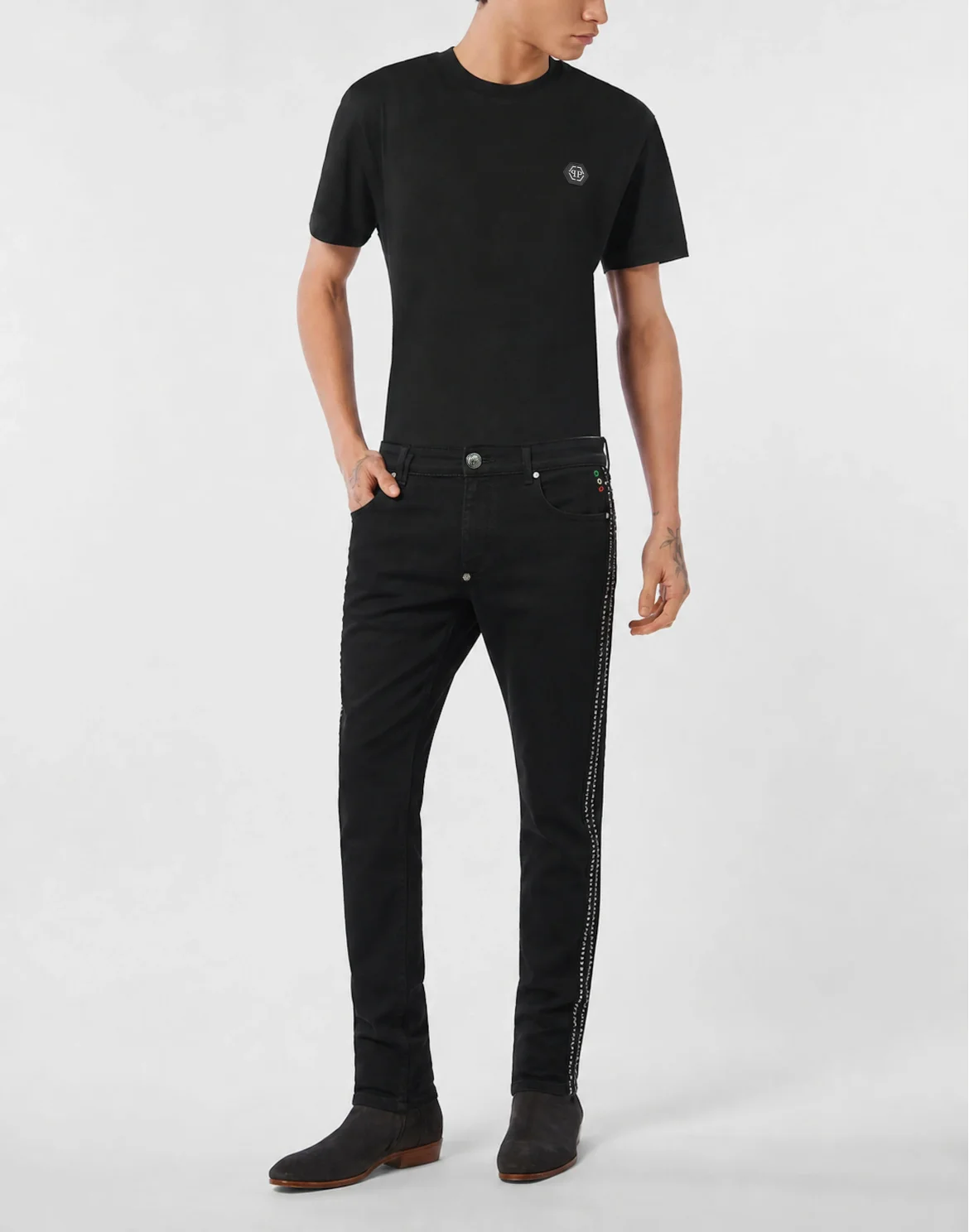 Straight Supreme Fit Jeans Studs, цвет: Черный